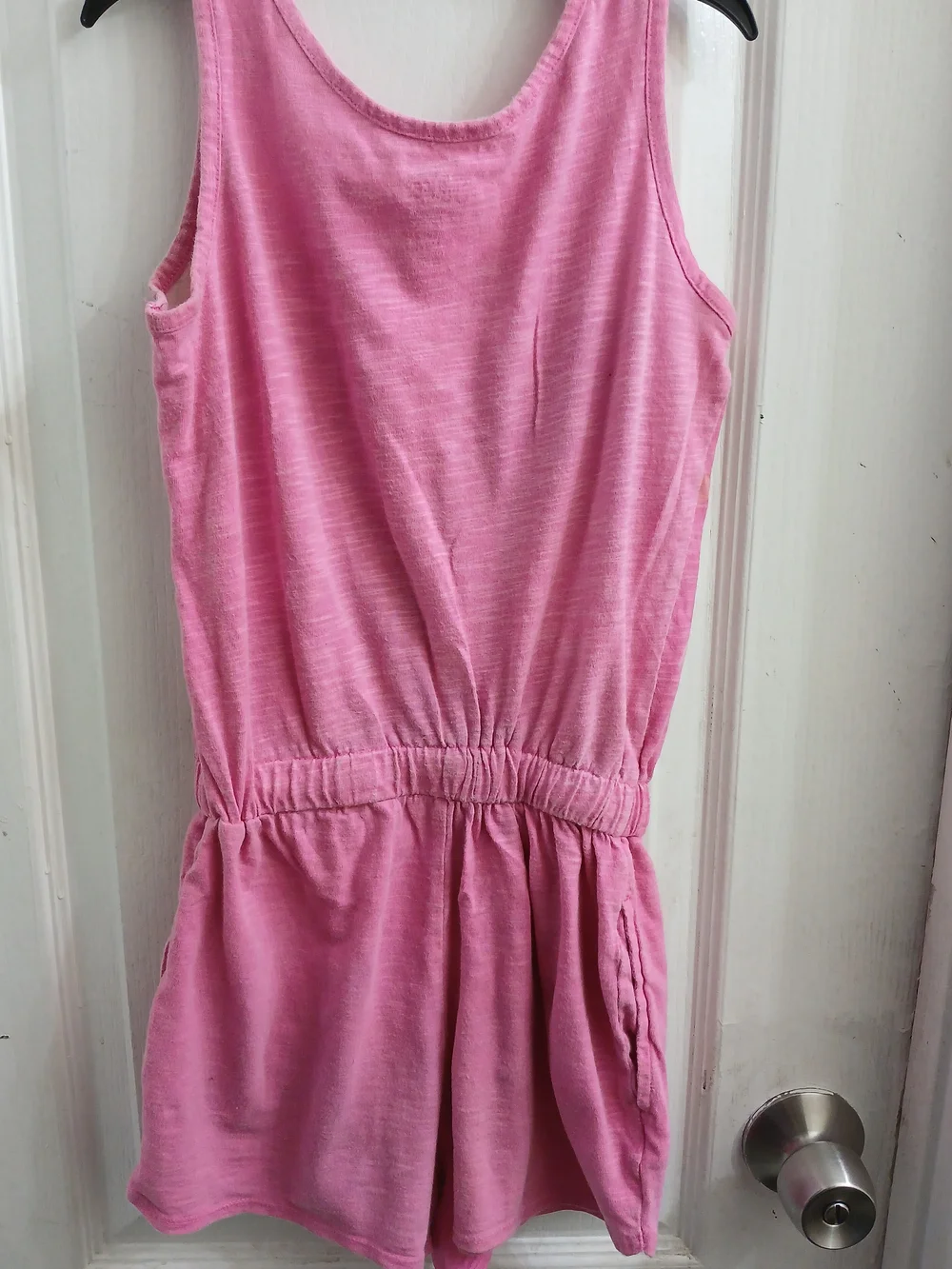 Justice Girls Pink Tie-Dye Sleeveless Romper with White Drawstring -S (6/7)